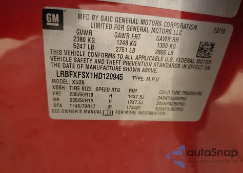 2017 Buick Envision Premium Ii z USA, uszkodzony, nr VIN LRBFXFSX1HD120945